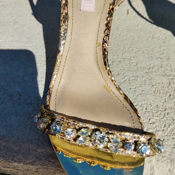 Gold snakeskin and rhinestone heel - Picture 13 of 16